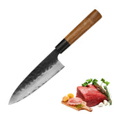 Kajiya Keikoku 7'' Deba - Professional Japanese Kitchen Knife for Fish Deboning & Heavy-Duty Butchering with 67-Layer Damascus VG10 Steel blade & Natural Wooden Handle (Olive)